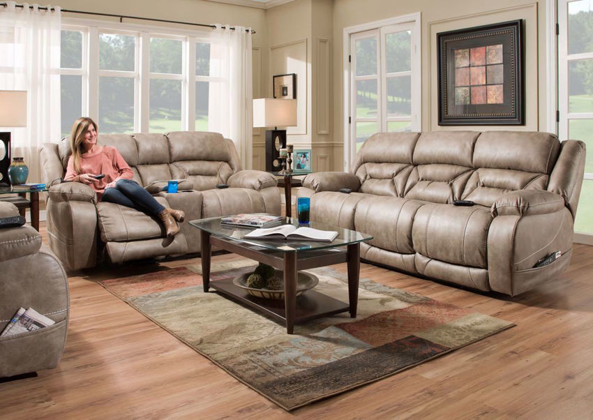 light brown reclining sofa