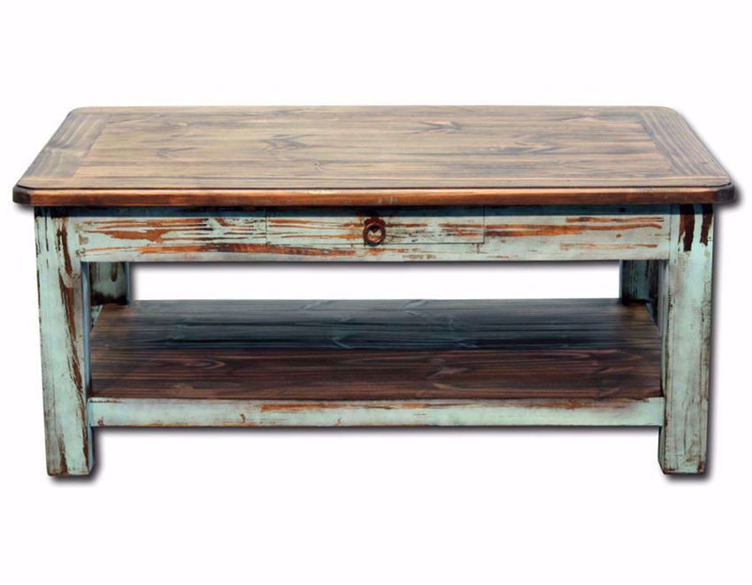 rustic turquoise coffee table