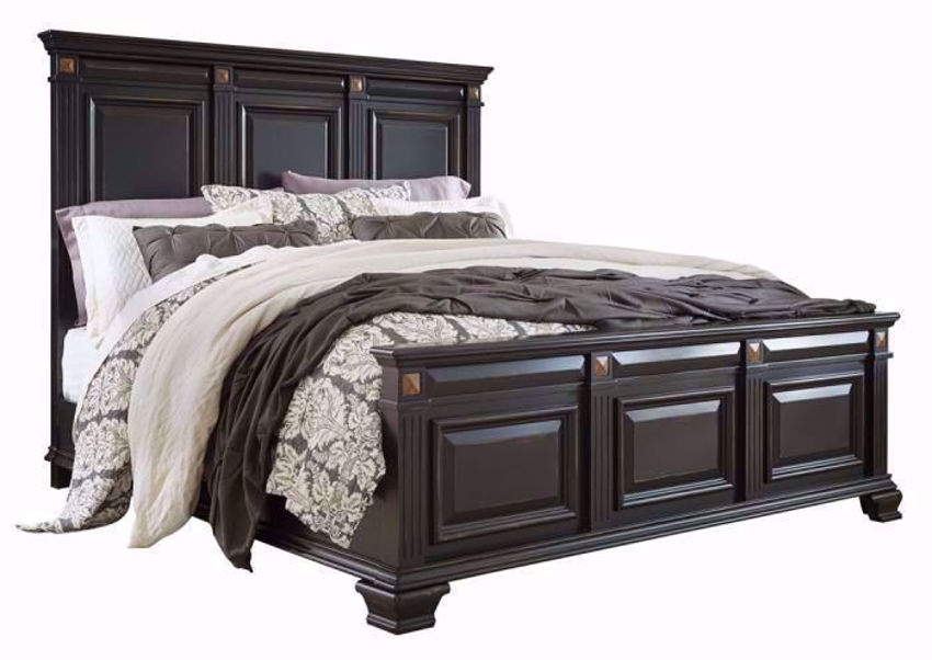 distressed black king bed