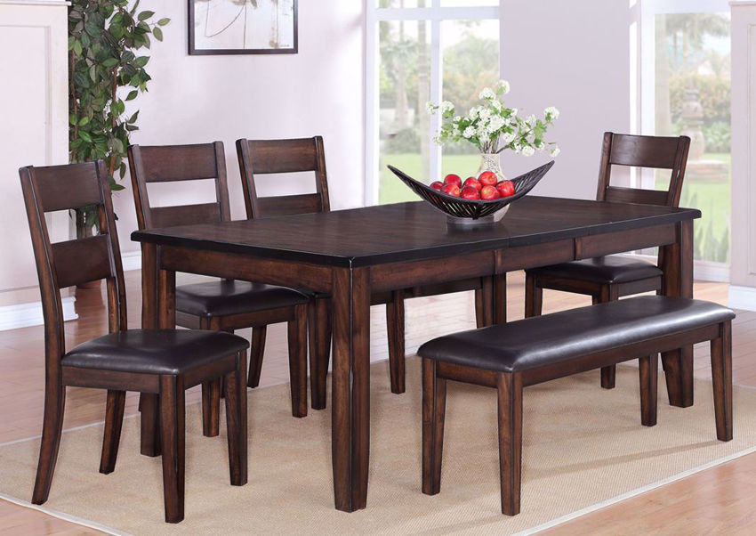 dark brown dining table set for 6