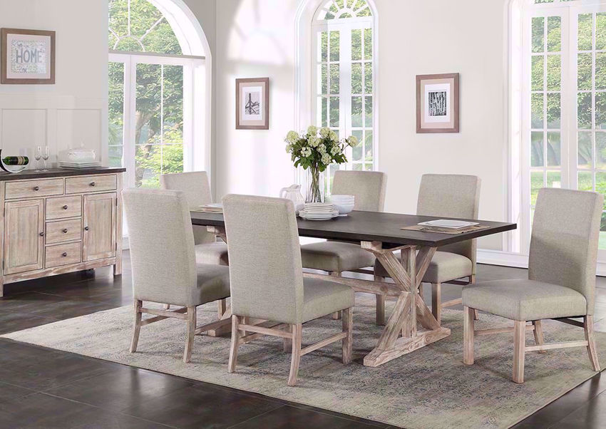 Jefferson 7 Piece Dining Table Set Brown