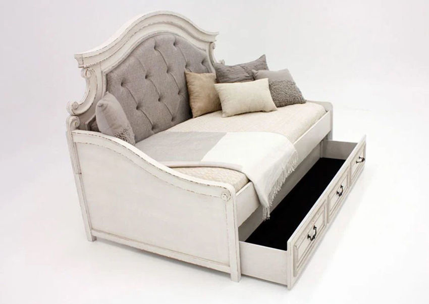 Realyn Upholstered Day Bed with Storage White Home Furniture Plus