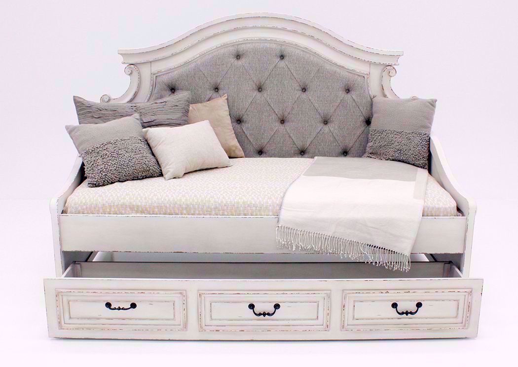 Realyn Upholstered Day Bed with Storage White Home Furniture Plus
