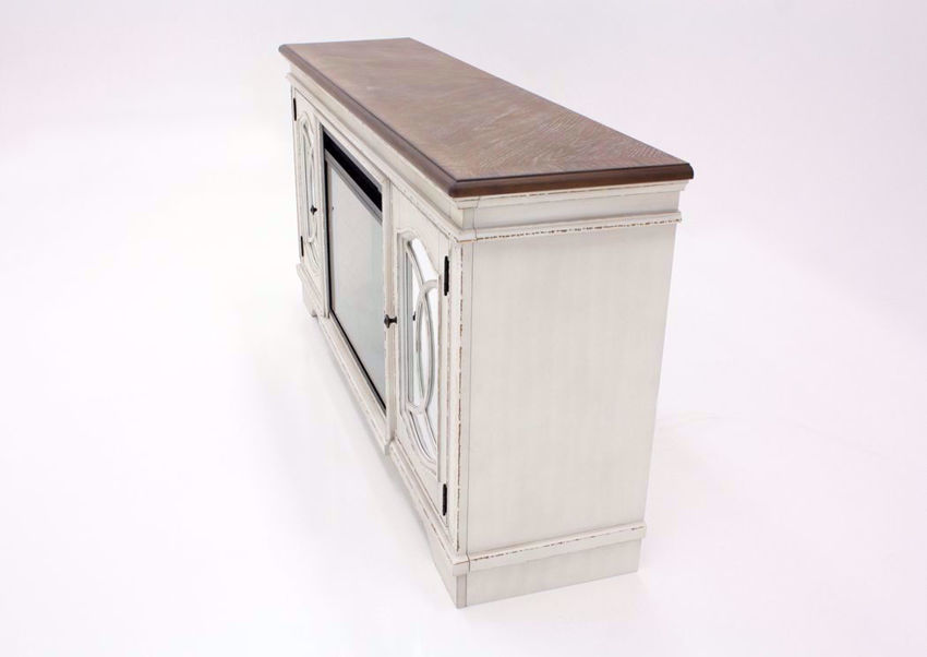 Realyn TV Stand with Fireplace White Home Furniture Plus Bedding and Mattress Center