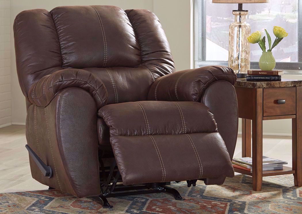 McGann Rocker Recliner Walnut Brown Home Furniture Plus Bedding and