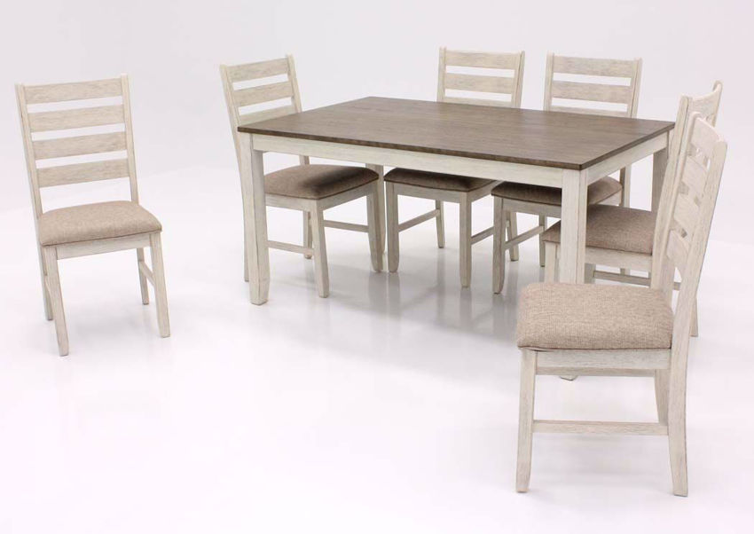 Skempton 7 Piece Dining Table Set White Home Furniture Plus Bedding