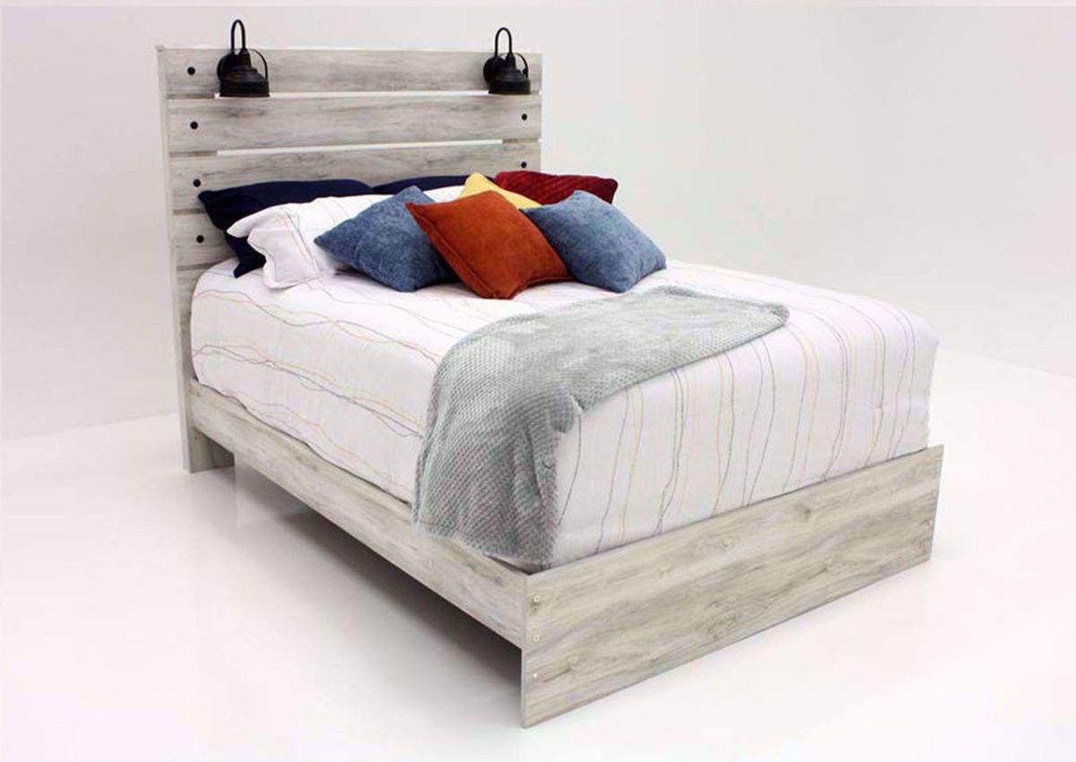 Cambeck Queen Size Bed White Home Furniture Plus Bedding and