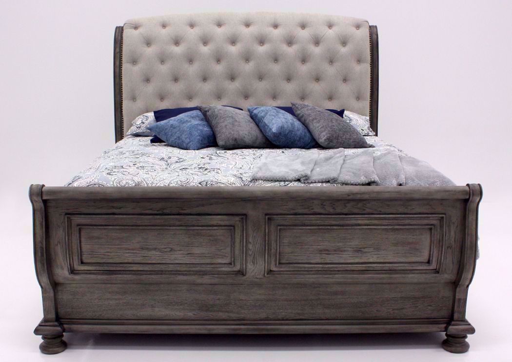 Lake Way Upholstered Queen Size Bed Gray Pecan Home Furniture Plus