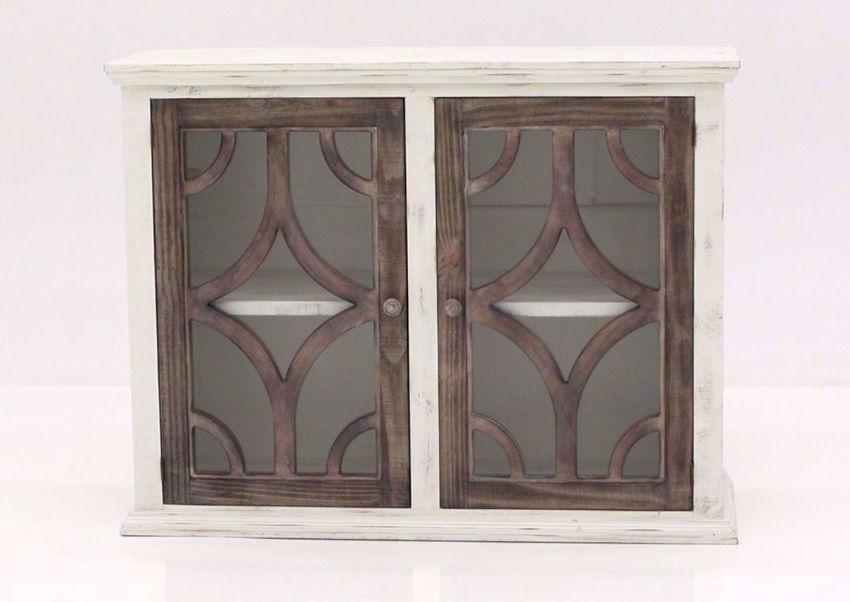 Details about   23.5" White Washed Wood Accent Cabinet with a Door and Antique Mirrored Glass 