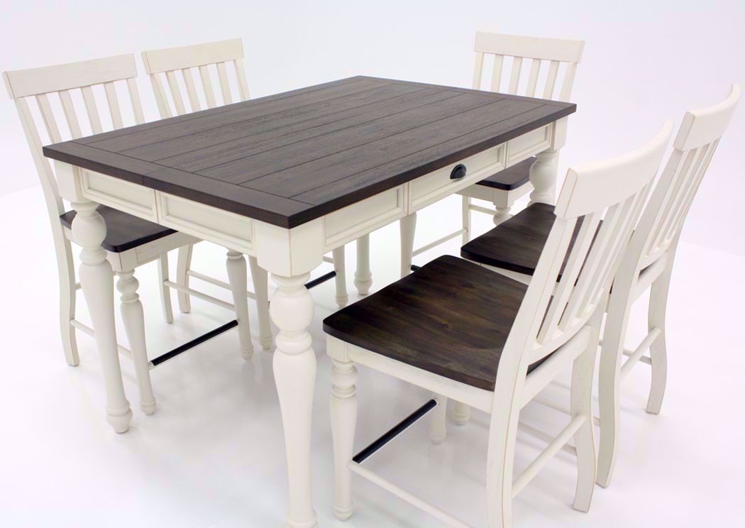 Joanna Counter Height Dining Table Set White TwoTone
