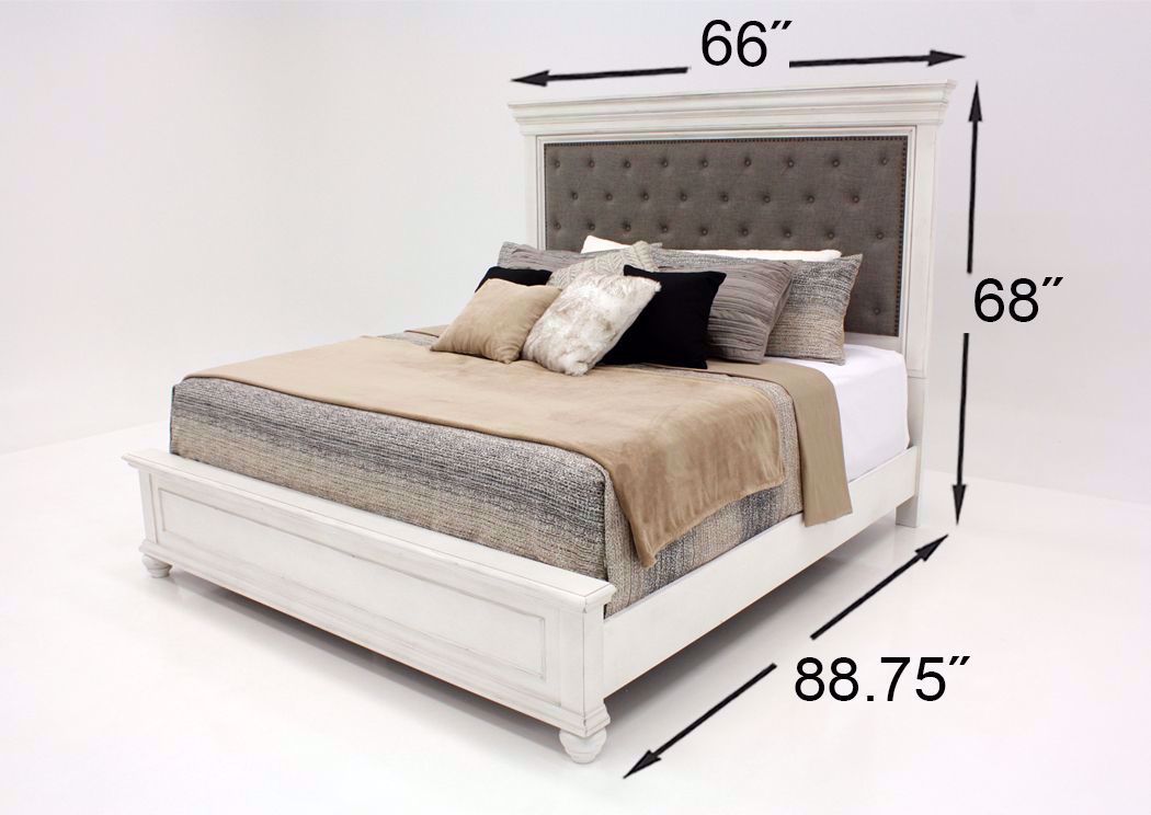Kanwyn Upholstered Queen Size Bed White Home Furniture