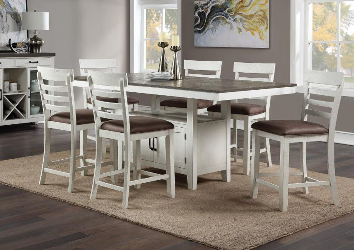 Kirkland 7 Piece Counter Height Dining Table Set White