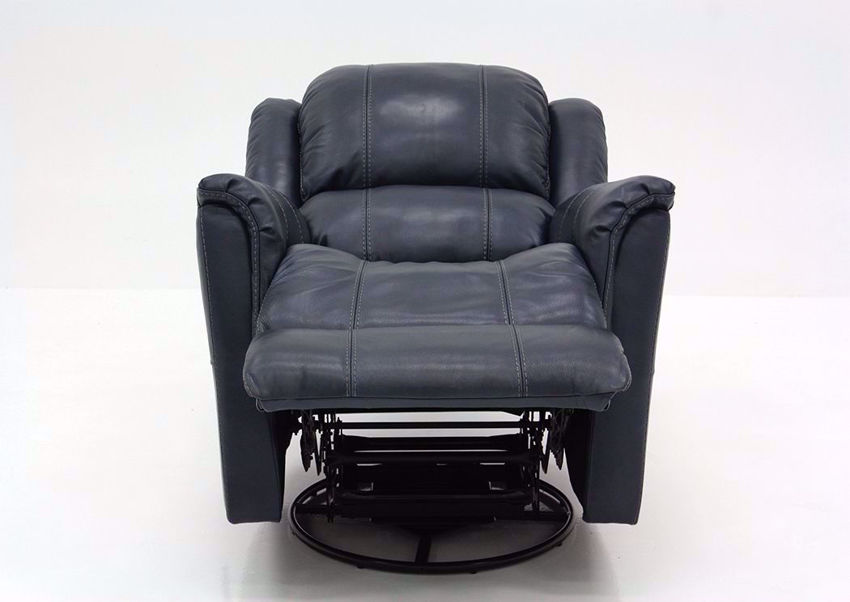 Mercury Swivel Glider Leather Recliner Navy Blue Home Furniture