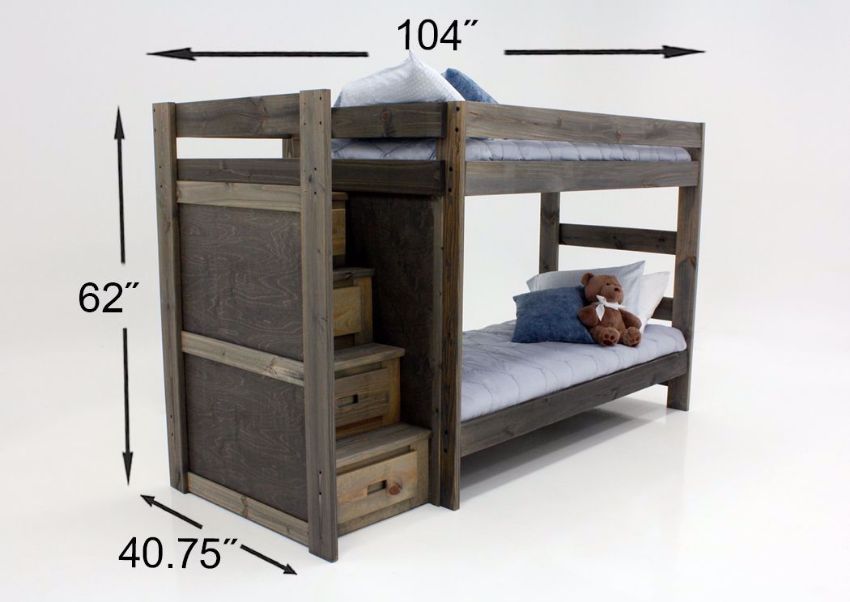 Duncan Twin & Twin Staircase Bunk Bed Gray Home Furniture Plus Bedding