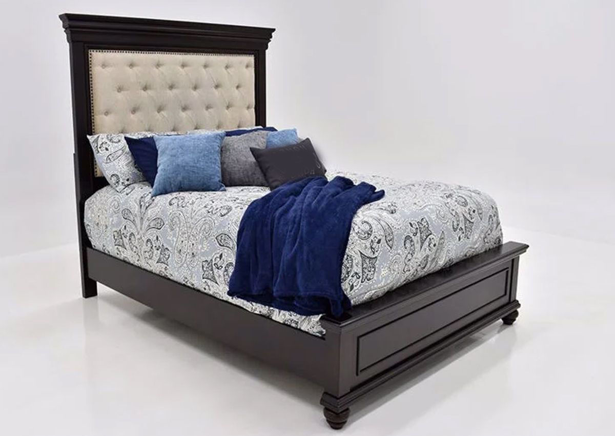 Brynhurst Upholstered Queen Size Bed Dark Brown Home Furniture Plus