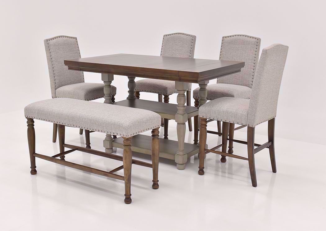 Lettner Counter Height Dining Table Set Brown Home Furniture