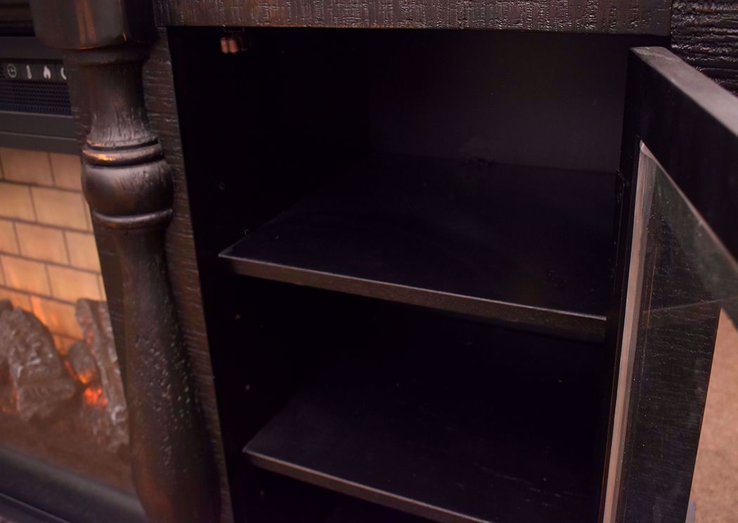 Mallacar TV Stand with Fireplace Black Home Furniture Plus Bedding