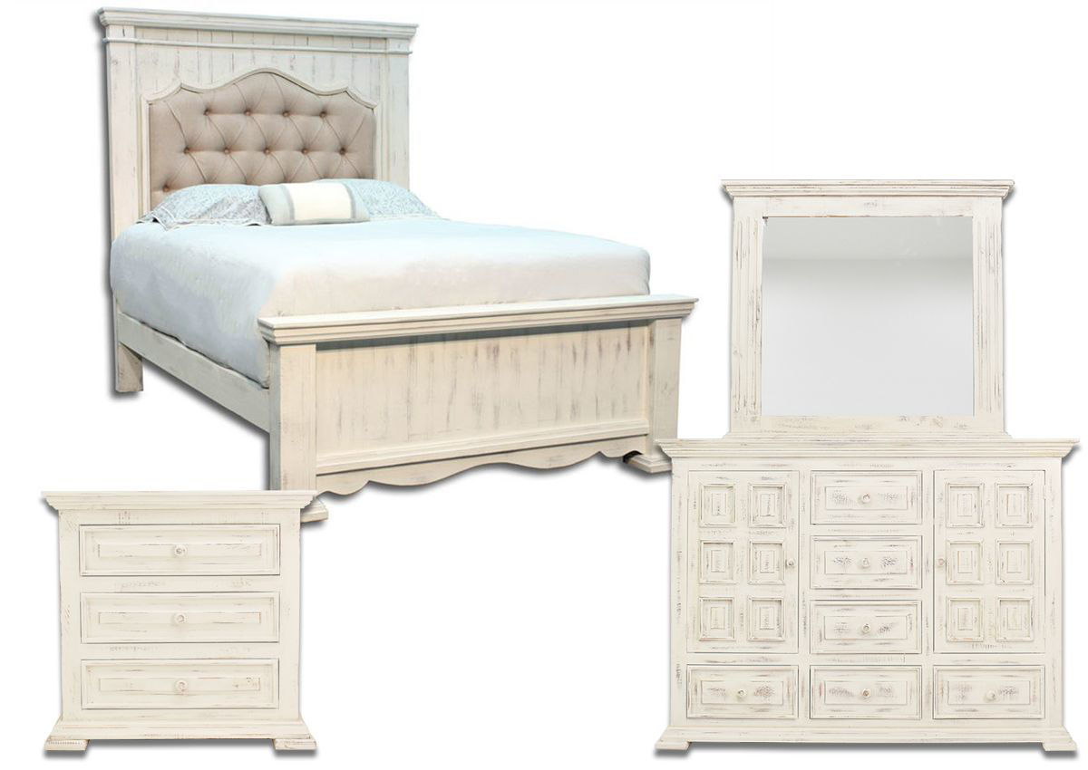 Chalet Upholstered King Size Bedroom Set White Home Furniture Plus