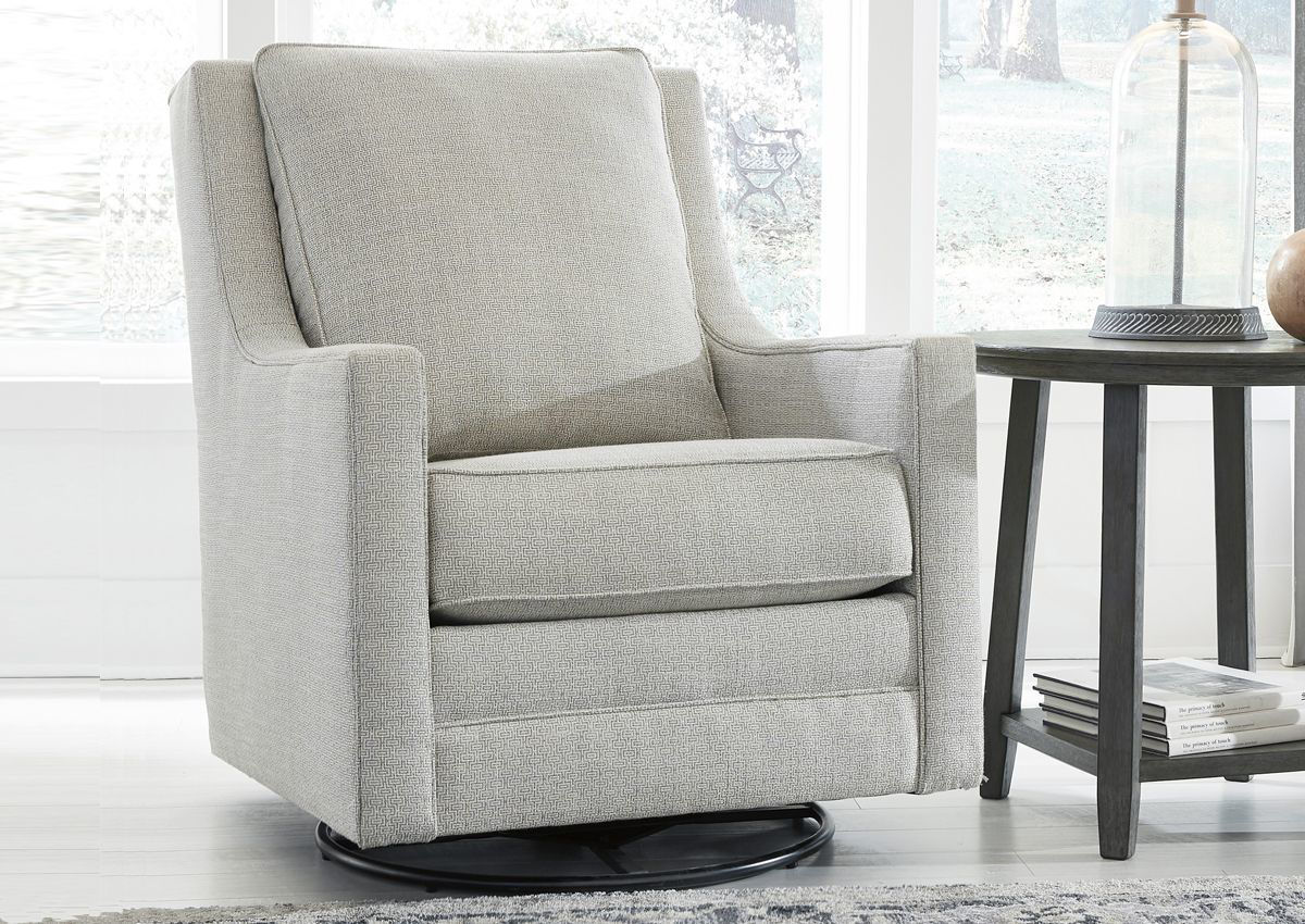 Kambria Swivel Glider Accent Chair Ivory Home Furniture Plus Bedding