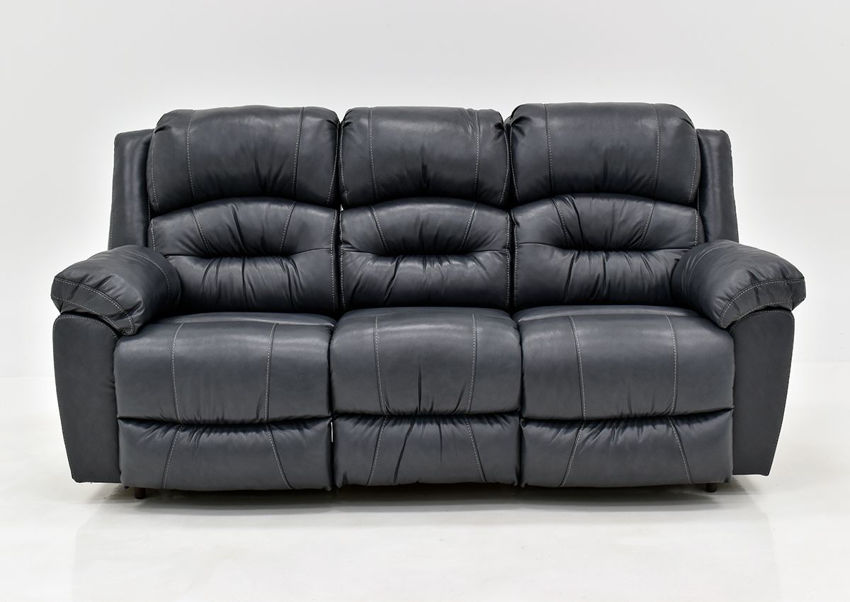 Bellamy Leather Reclining Sofa Navy Blue