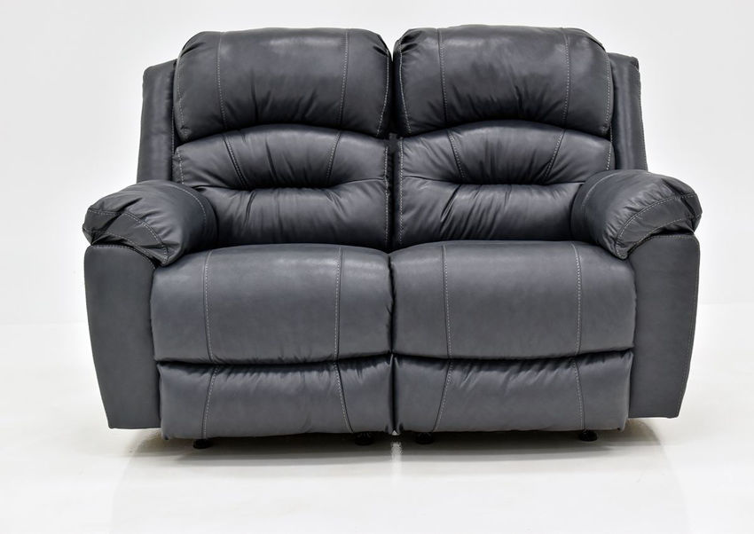 Bellamy Leather Reclining Loveseat Navy Blue