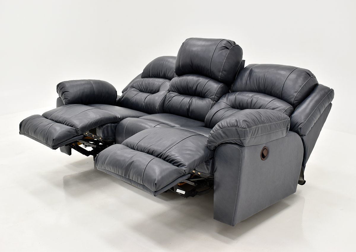 Bellamy Leather Reclining Sofa - Navy Blue