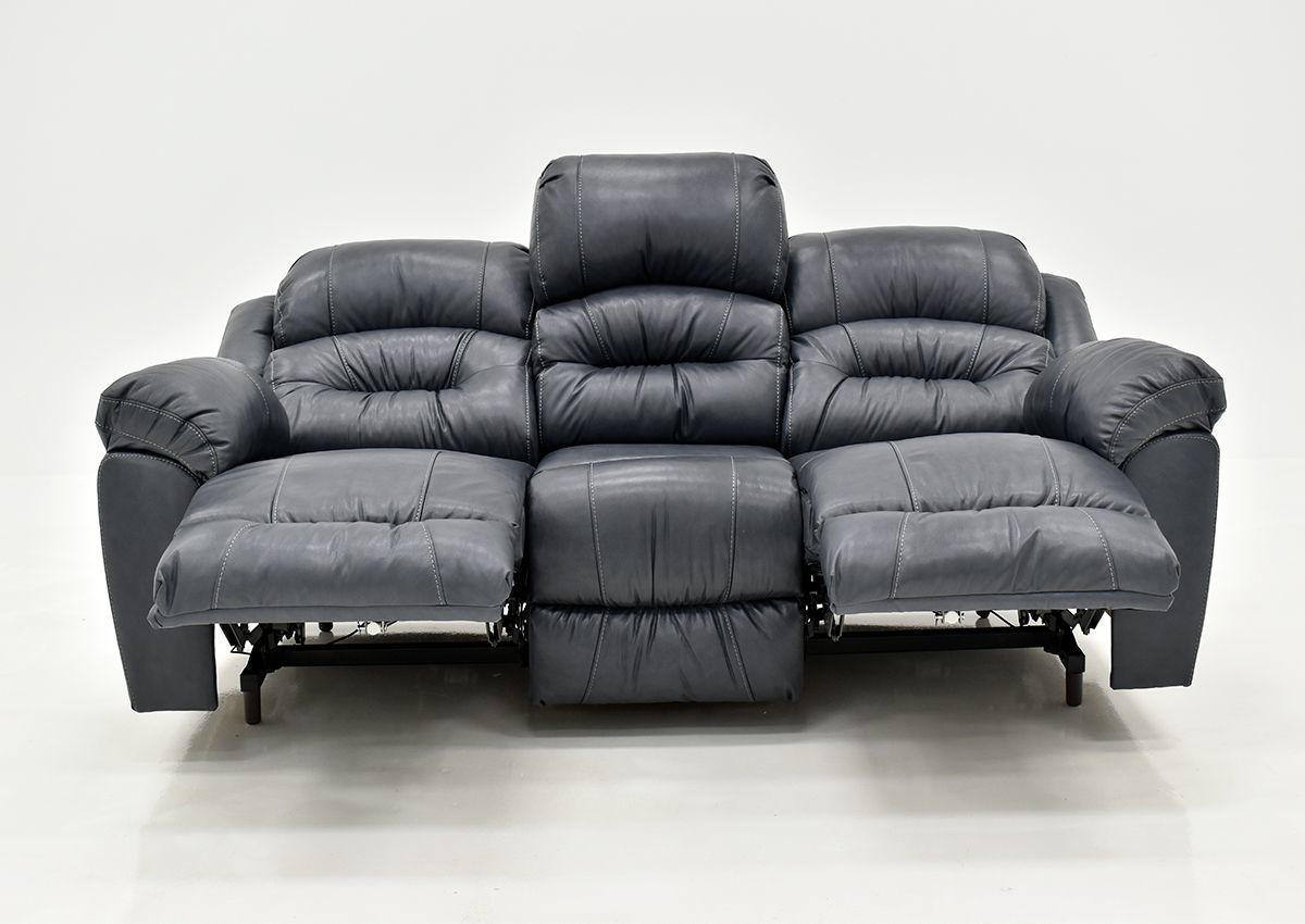 Bellamy Leather Reclining Sofa - Navy Blue