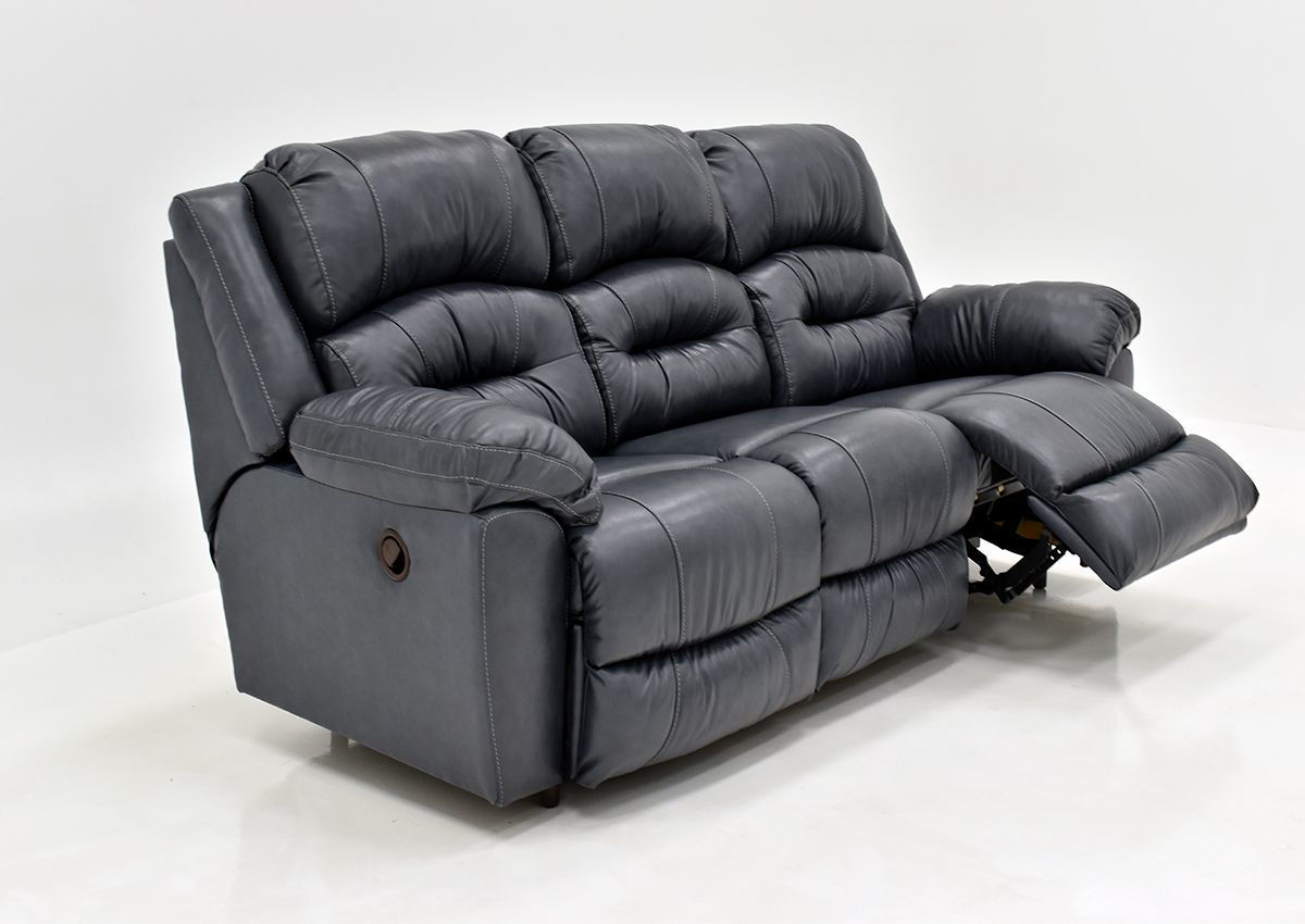 Bellamy Leather Reclining Sofa - Navy Blue