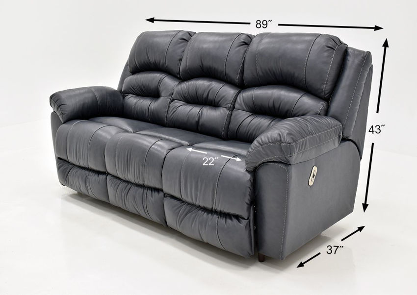 Bellamy POWER Reclining Leather Sofa Navy Blue
