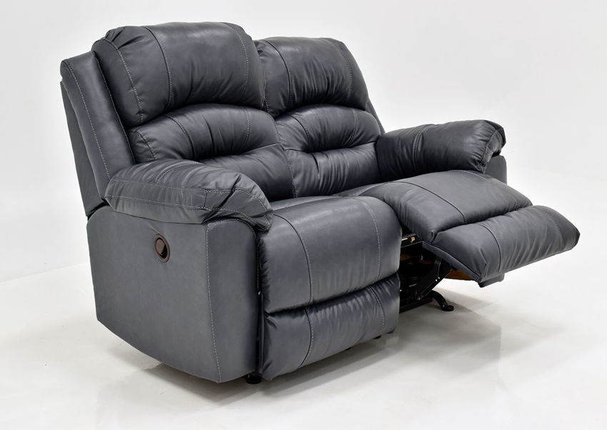 Bellamy Leather Reclining Loveseat - Navy Blue