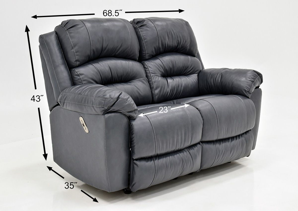Bellamy POWER Reclining Leather Loveseat Navy Blue