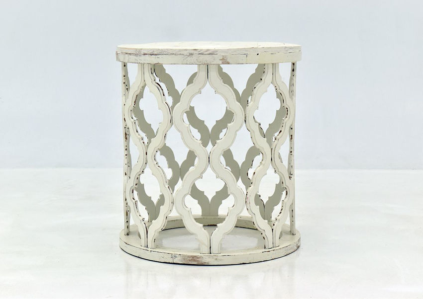 white lattice side table