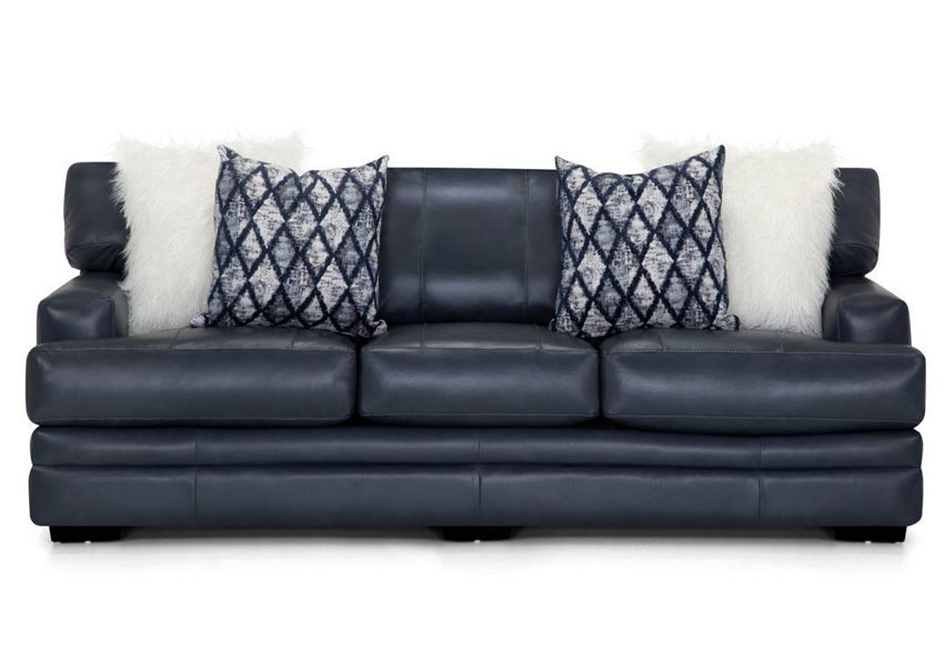 Sedona Leather Sofa Navy Blue Home Furniture Plus Bedding and