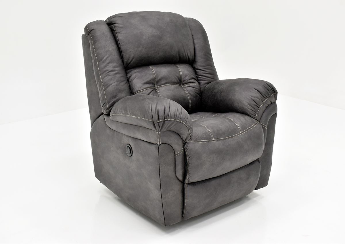 Denton POWER Rocker Recliner Gray Home Furniture Plus Bedding