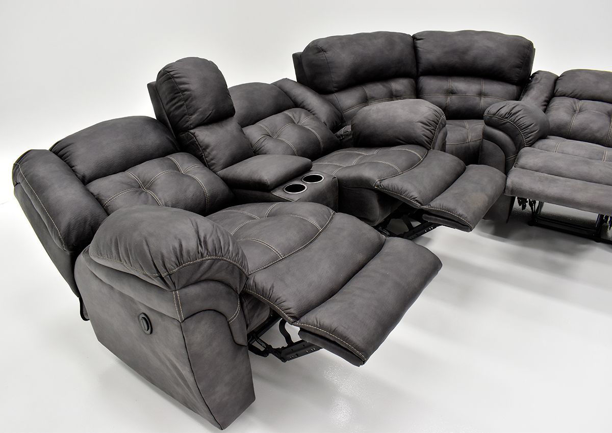 Denton POWER Reclining Sectional Sofa Gray Home Furniture