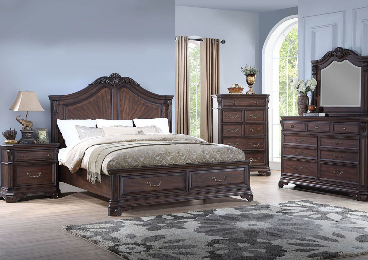 Devonshire King Size Panel Bedroom Set – Brown | Home Furniture Plus ...