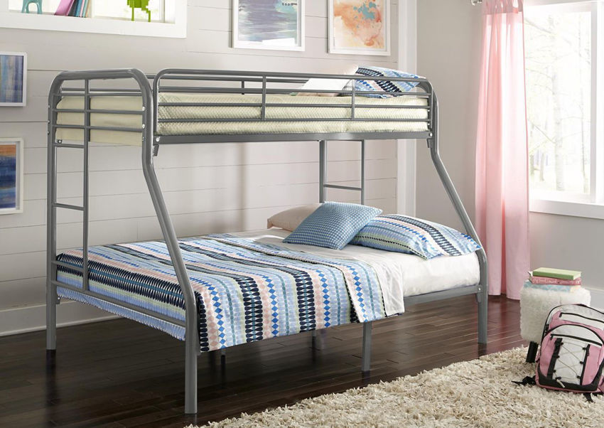 Silver Metal Bunk Bed - Twin-Over-Full