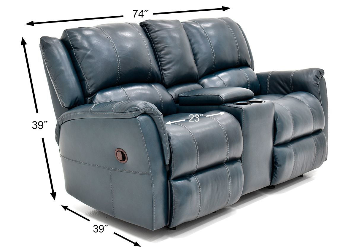 Mercury Leather Glider Reclining Loveseat Navy Blue Home Furniture