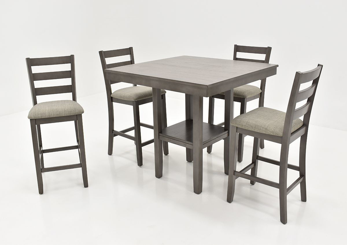 Tahoe 5 Piece Counter Height Dining Table Set Gray Home Furniture Plus Bedding And Mattress 6519