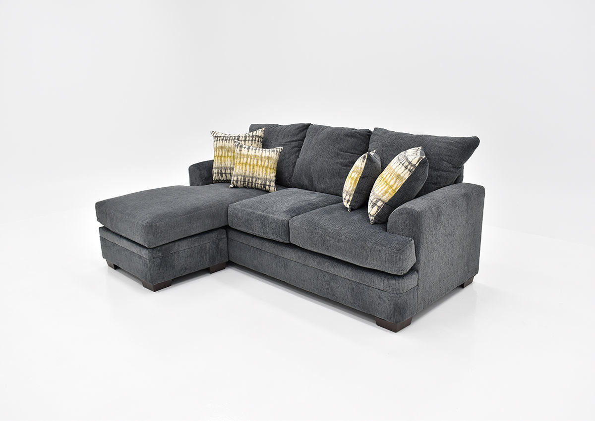 Perth Sofa with Chaise Smoke Gray Home Furniture Plus Bedding and