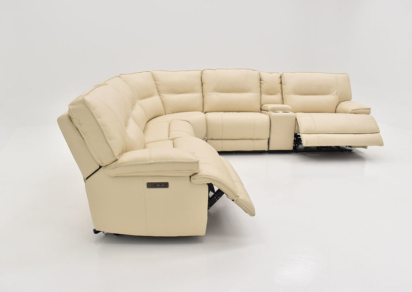 Pinson POWER Reclining Leather Sectional Sofa Off White Home