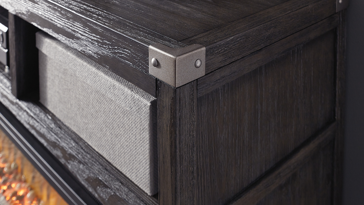 Todoe TV Stand with Fireplace Gray Home Furniture Plus Bedding and