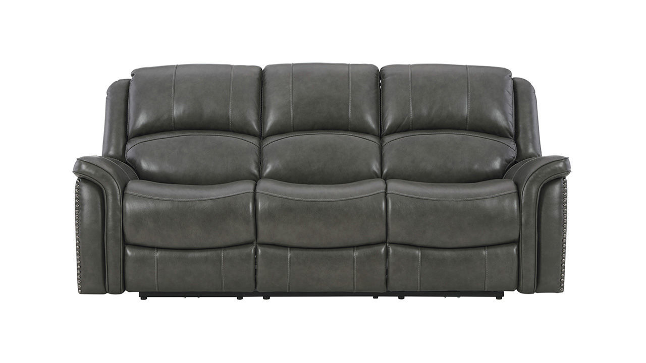 Gaspar Power Reclining Leather Sofa Set Gray Home Furniture Plus