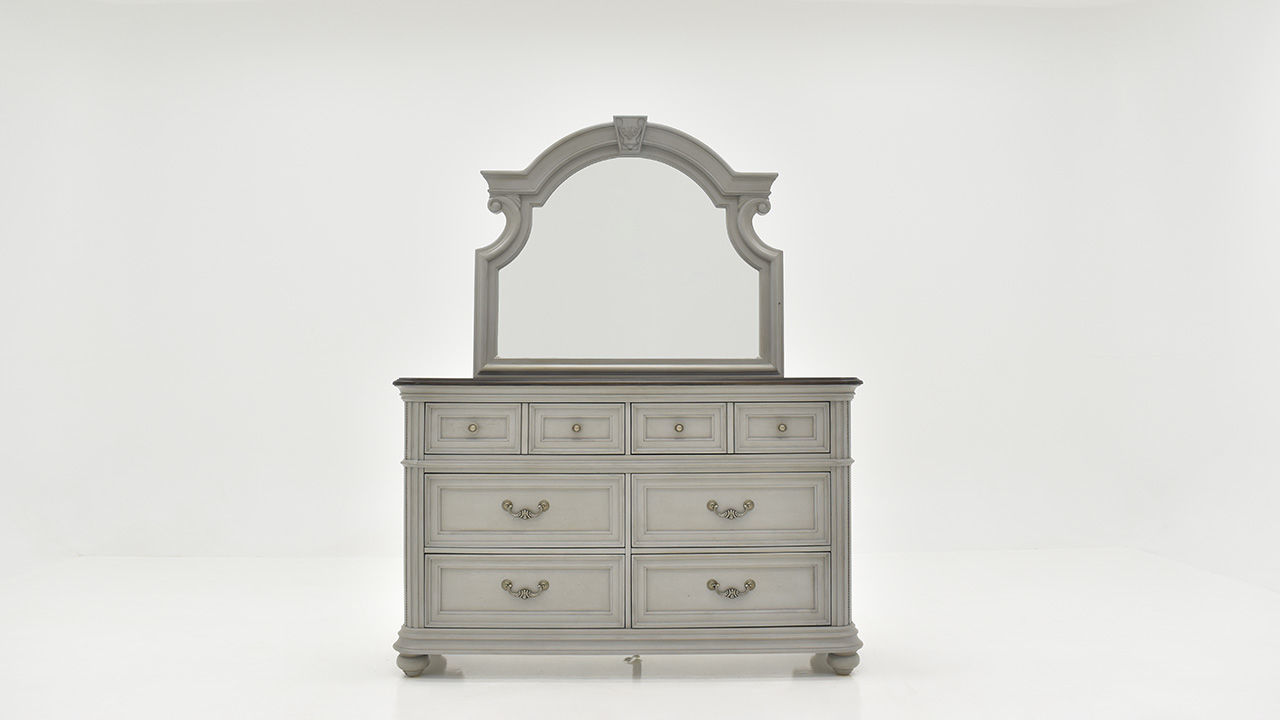 Keystone Dresser with Mirror Gray Home Furniture Plus Bedding and