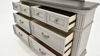 Close Up Angled View of the Keystone Dresser with Mirror in Gray by Avalon Furniture | Home Furniture Plus Bedding
