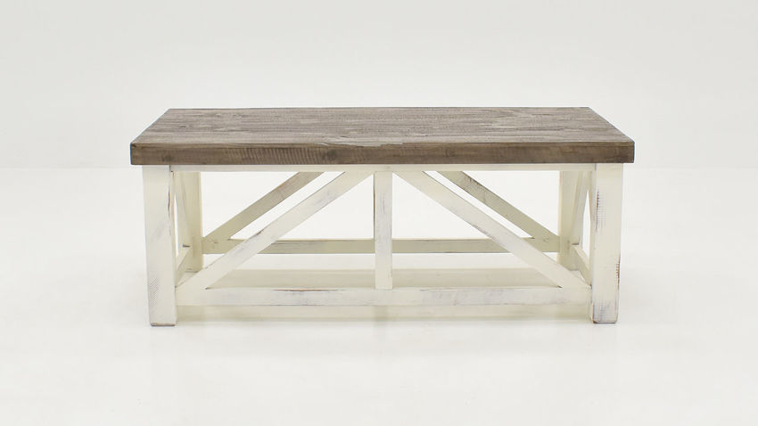 Front Facing View of the Spencer Coffee Table in Off-White by Vintage Furniture |Home Furniture Plus Bedding