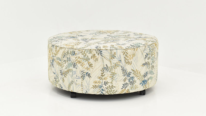 View of the Multicolored Feather Ottoman by Behold Home | Home Furniture Plus Bedding