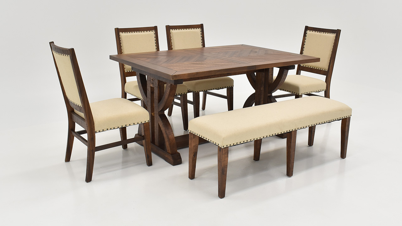 Fairview 6 Piece Dining Table Set Brown Home Furniture Plus Bedding