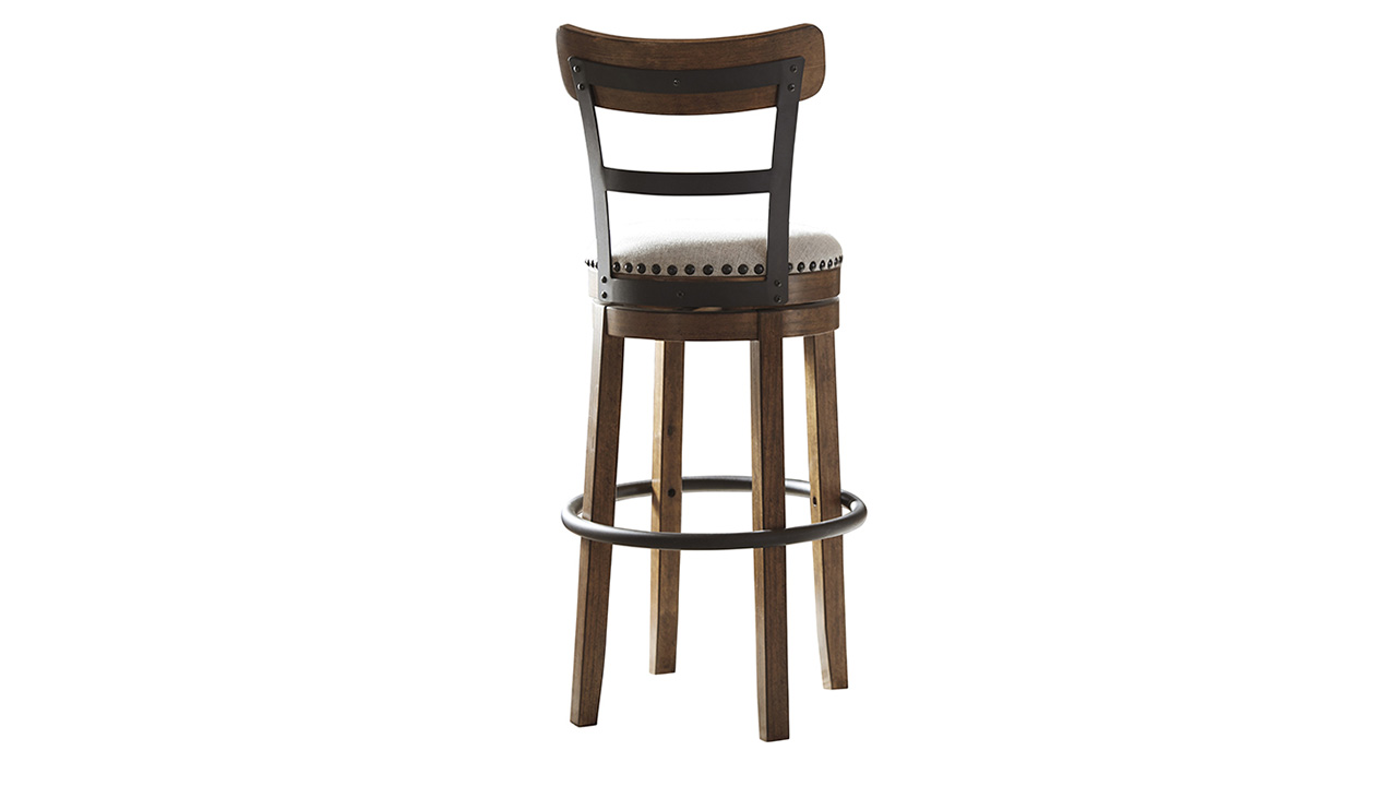 Valebeck 30 Inch Upholstered Swivel Barstool Brown Home Furniture