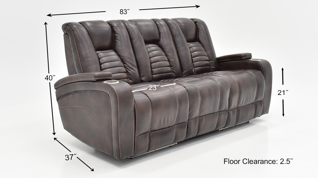 Milan POWER Reclining Sofa with Lights Brown Home Furniture Plus